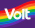 Volt logo met regenboogvlag