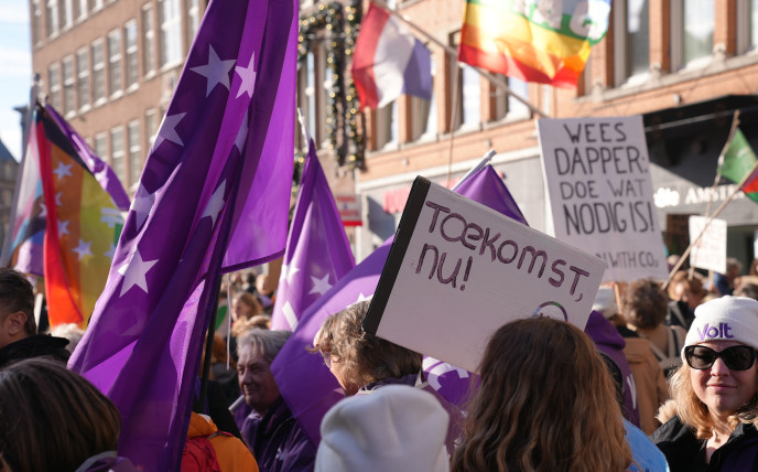 Demonstratie met bordje 