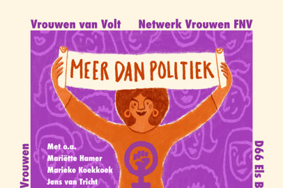 Poster save the date vrouwen voor volt feminist march in Amsterdam 2025