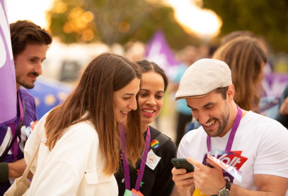 Young people watching Volt on phone