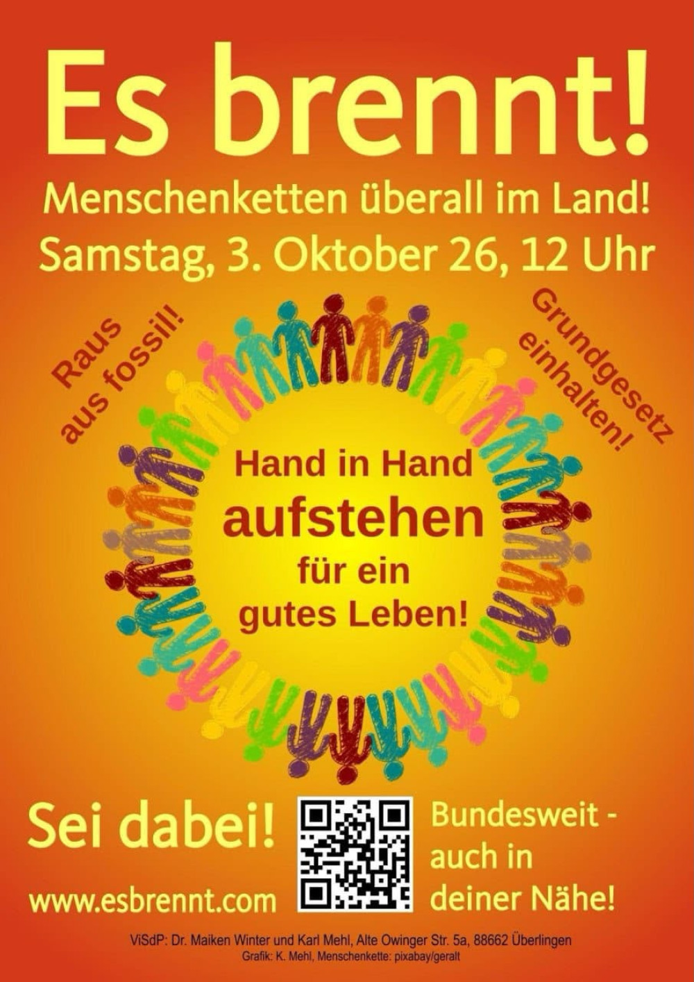 Poster: Es Brennt - Menschenketten überall im Land!