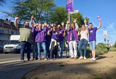 Volters uit Nederland en Duitsland bij het Europaplatz in Aachen