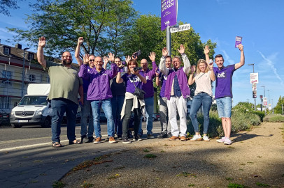 Volters uit Nederland en Duitsland bij het Europaplatz in Aachen