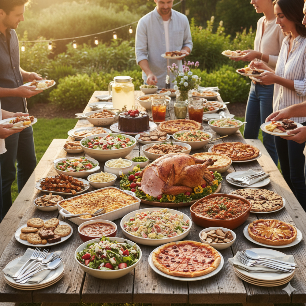 AI generated image of a potluck