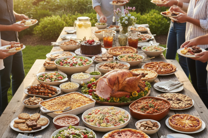 AI generated image of a potluck