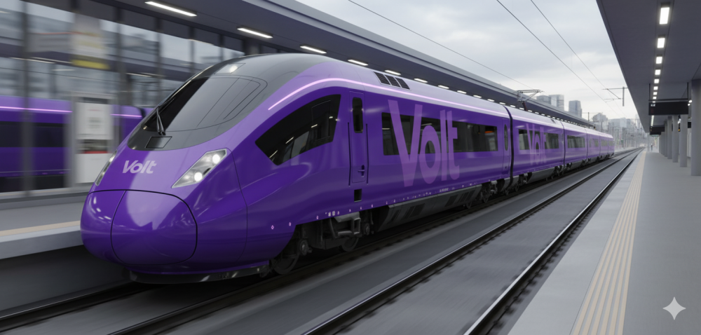 AI gegenereerde afbeelding van een Volt trein