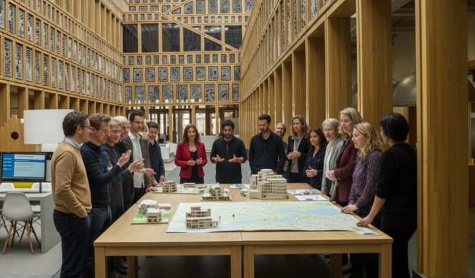 Samen werken aan Deventer in het stadhuis (AI generated)