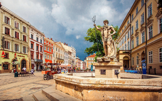 Marktplein (Rynok Square) Lviv, Oekraïne