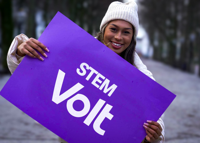 Poster stem Volt tijdens de Europees Parlementsverkiezingen 2024