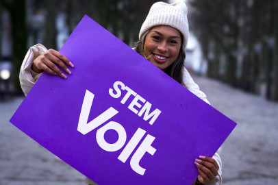 Poster stem Volt tijdens de Europees Parlementsverkiezingen 2024