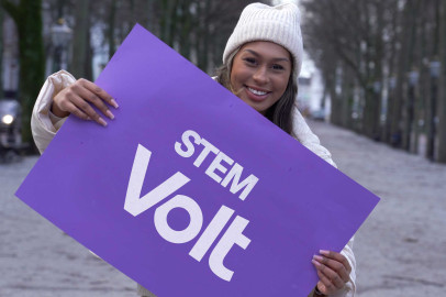 Poster stem Volt tijdens de Europees Parlementsverkiezingen 2024