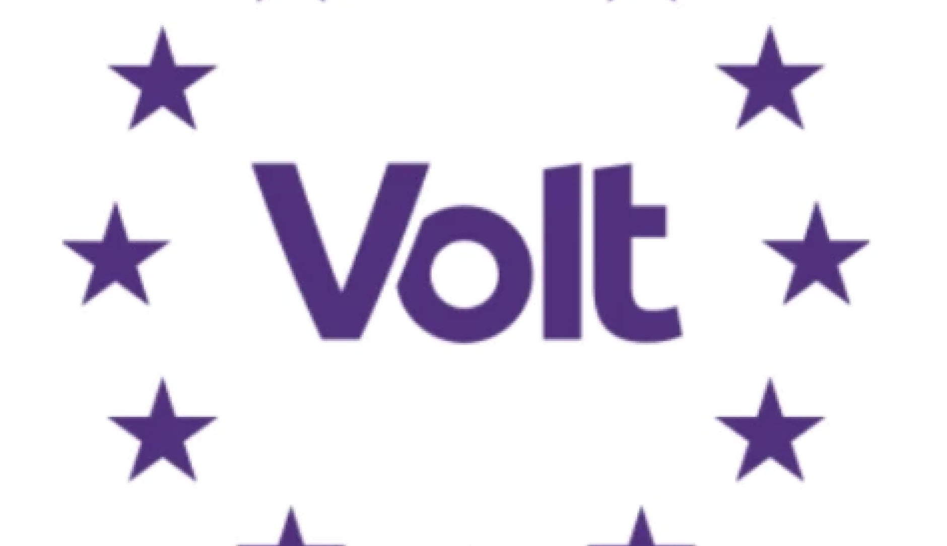 Paarse Volt logo in paarse Eu sterren