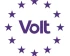 Paarse Volt logo in paarse Eu sterren
