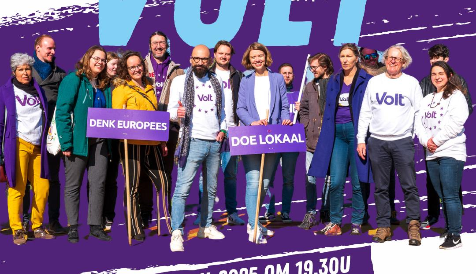 Flyer voor Volt start, denk Europees, doe lokaal